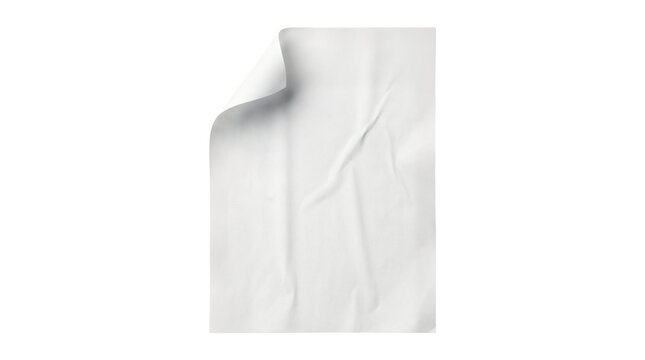 Minimalist torn paper edge, folded white sheet texture with curled corner, clean abstract stationery mockup photo isolated on Transparent Background