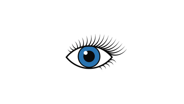 Minimalist Blue Eye Icon With Long Eyelashes