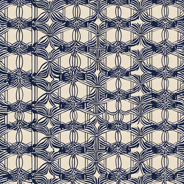 Seamless Japanese Traditional Pattern Of Asanoha Hemp Leaf Geometric Design