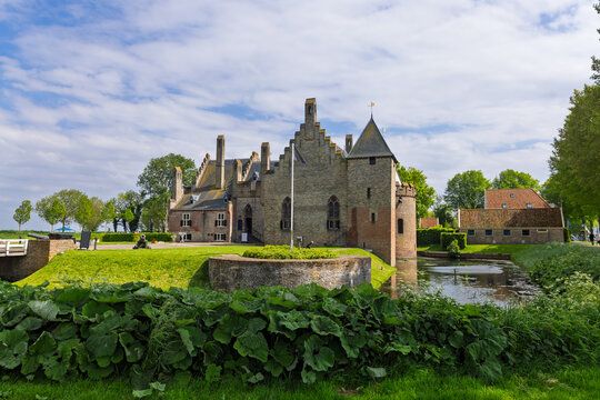 Radboud Castle medieval fortress with moat in Medemblik