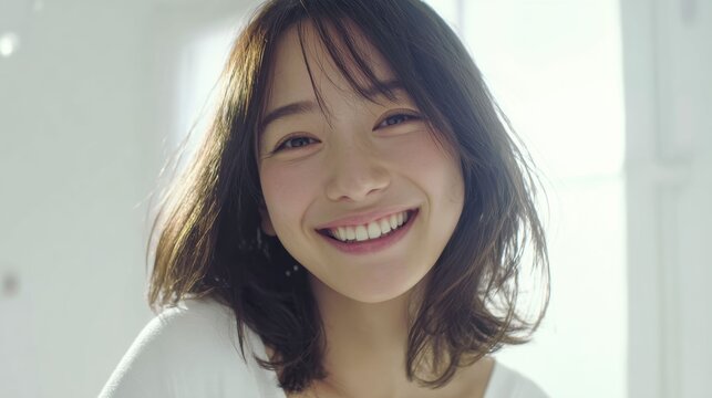 In a pose, a Japanese woman stylish outfit and powerful expression highlight her graceful posture and elegant silhouette, merging fashion with beauty.