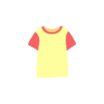 Yellow and pink ringer t-shirt flat vector icon illustration