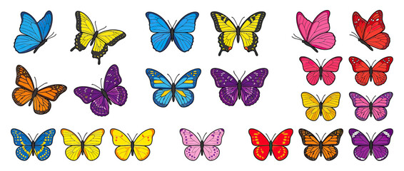 Collection of colorful butterflies isolated on transparent background © alam