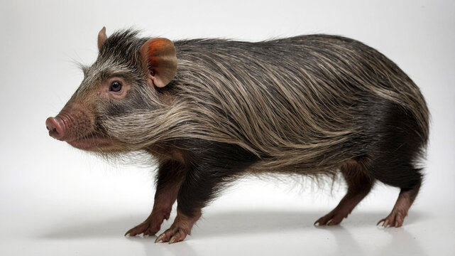 javan warty pig on white background