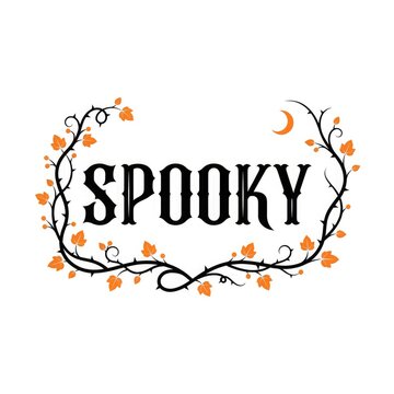 Spooky halloween decorative text with pumpkins