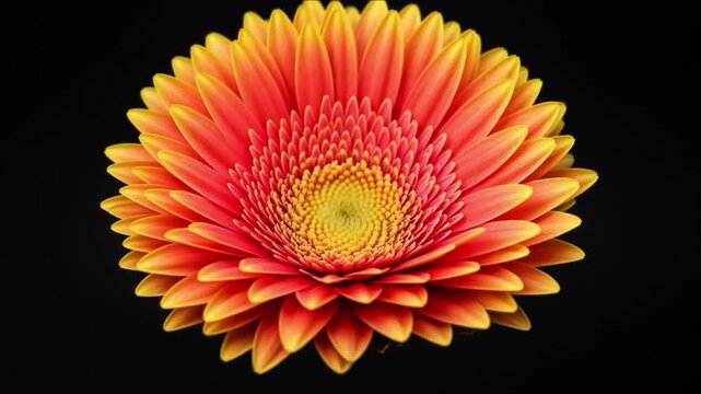 Cinematic single object macro background gerbera flower petal bloom nature detail pattern vibrant beauty focus black dramatic contrast and elegant minimalist mood photography composition