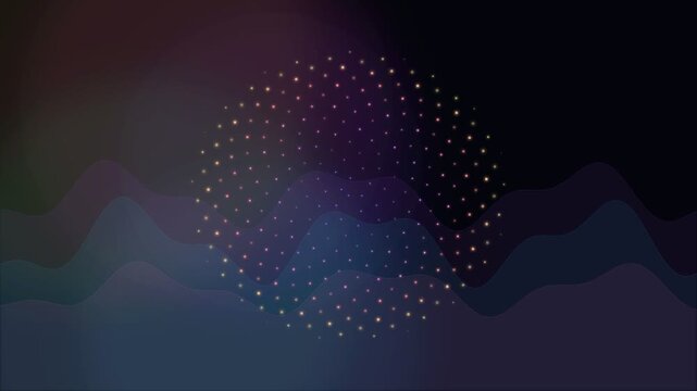 Phyllotaxis Nebula Dot Ring With Glowing Waves On Dark Background