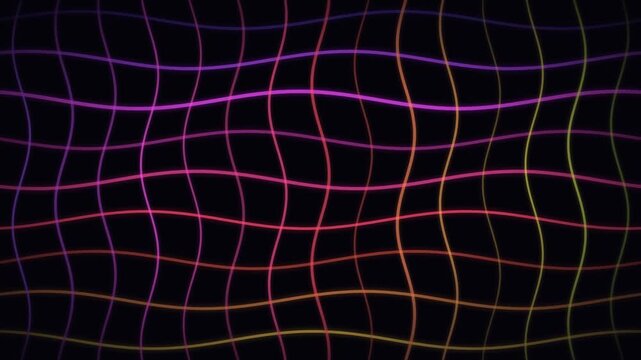 Photon Quilt Ribbon Glowing Neon Warped Grid Loop On Black