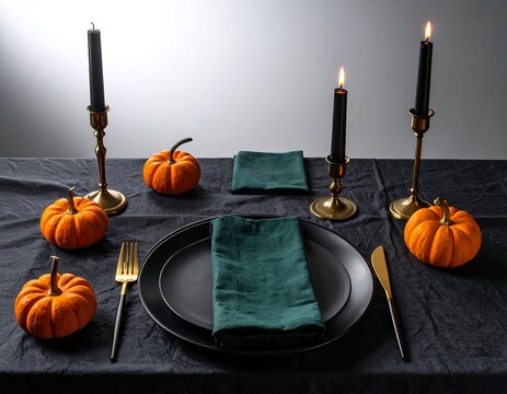 Spooky Halloween Table Setting With Autumn Decor