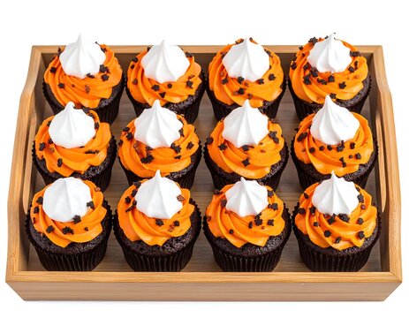 Rich Dark Chocolate Cupcakes Decorated For Halloween Party