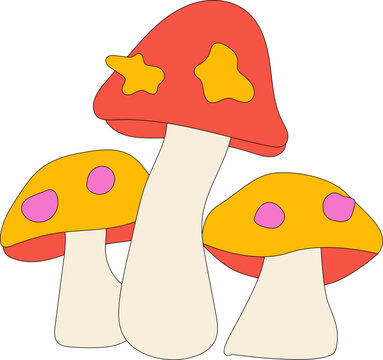 Retro Groovy Mushroom Illustration