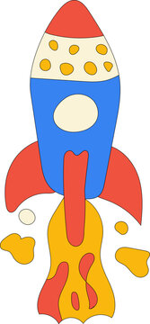 Colorful Hand Drawn Rocket Ship Illustration