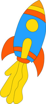 Colorful Hand Drawn Rocket Illustration
