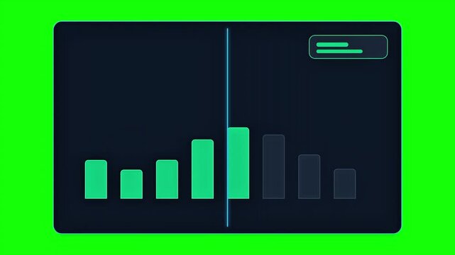 Animated Financial Bar Chart Analytics Display Green Screen