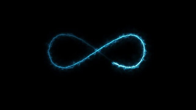 Glowing Blue Light Trail and Energy Wave on Black Space Background