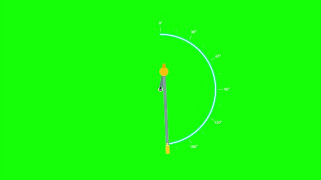 Animated Compass Drawing 360 Degree Circle Green Screen