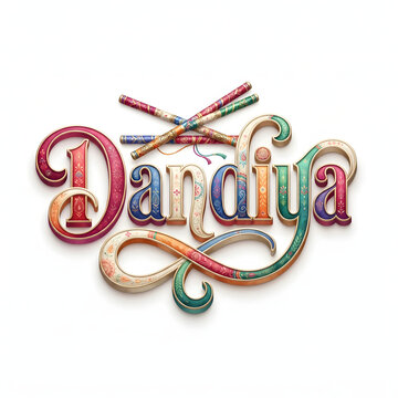 Navratri dandiya night typography logo concept on background.