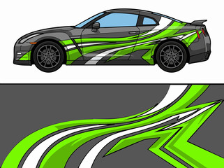 Fototapeta premium Green and gray sports car with racing decals