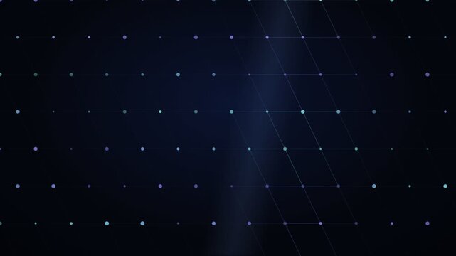 Lattice Network Of Glowing Dots On Dark Navy Background