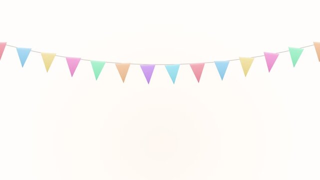 Paper Bunting Flags String Hanging On Cream Background Decor