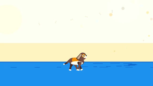Animated videos of animals, such as giraffes and dogs, walking.