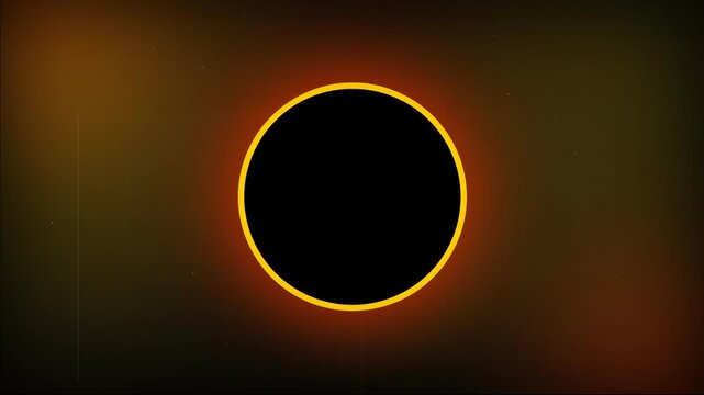 Glowing ring solar eclipse animation with vintage film texture on dark background, perfect for space documentaries, sci-fi promos and background visuals