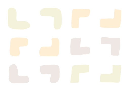 L字型のゆるい手描きのシェイプセット（黄色系）