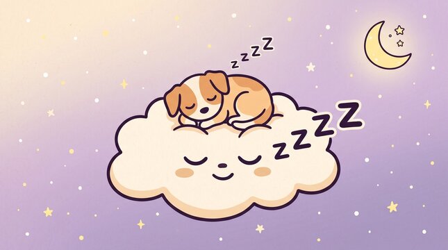 Dog sleeping on cloud