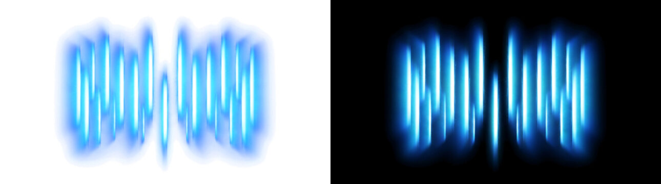 Staggered Clerestory Slot Light Shaft Matrix with Electric Cyan Rays for Transparent Graphic Design