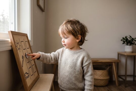 Child Exploring Creative Drawing And Independent Learning Activity