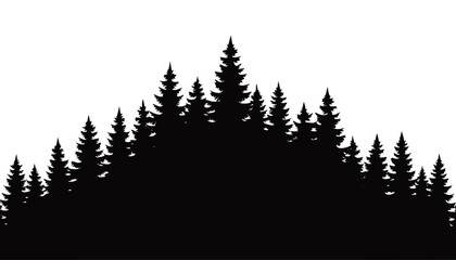Obraz premium Curved Mountain Hill Pine Tree Forest Silhouette Panorama Horizon