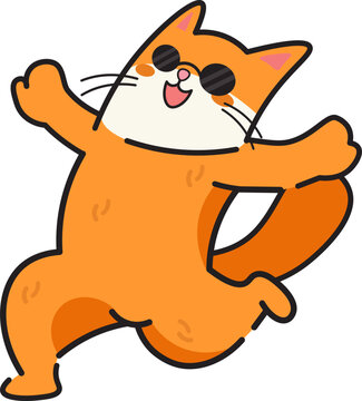Happy Orange Cat Running Joyfully and Playfully