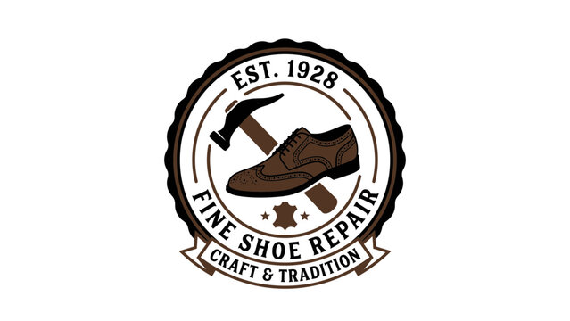 Vintage Shoe Repair Shop Logo Emblem