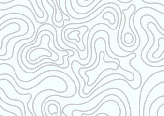 A seamless abstract topographic contour pattern featuring flowing, irregular organic lines in soft gray on a very light blue background. The layered curves resemble elevation lines on a minimalist map © Supono