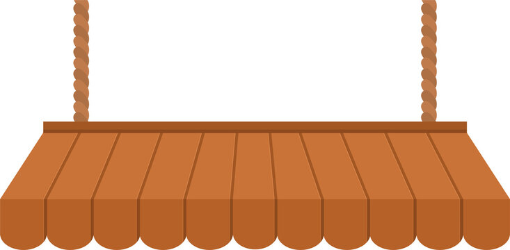 Outdoor produce stall awning hung by ropes