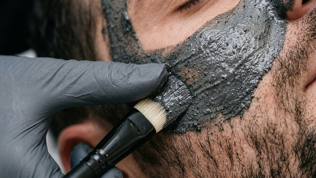 Man with Charcoal Face Mask