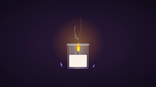 Minimalist Candle Illustration in Glass Jar on Dark Background