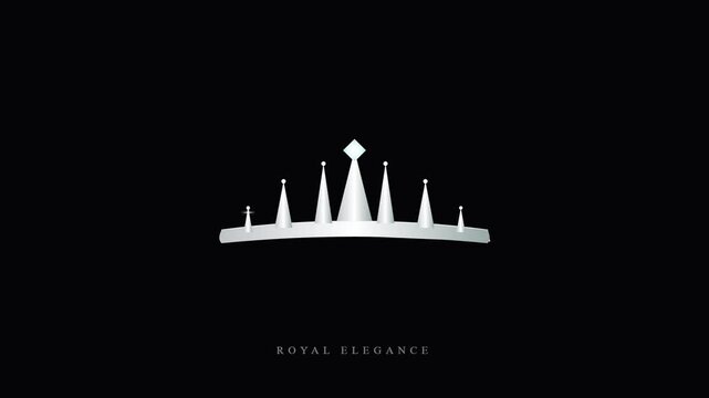 Silver Royal Crown Logo on Black Background