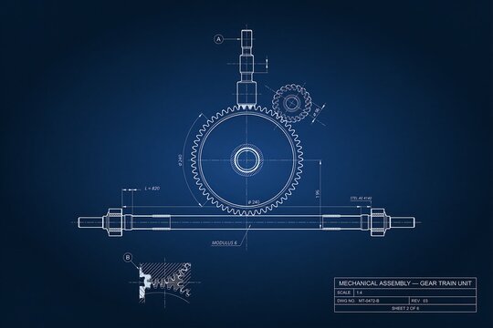 gear train assembly blueprint high resolution picture
