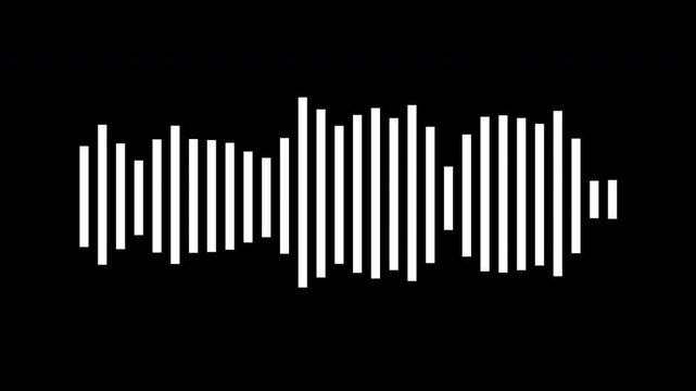 White audio waveform equalizer animating on a black background