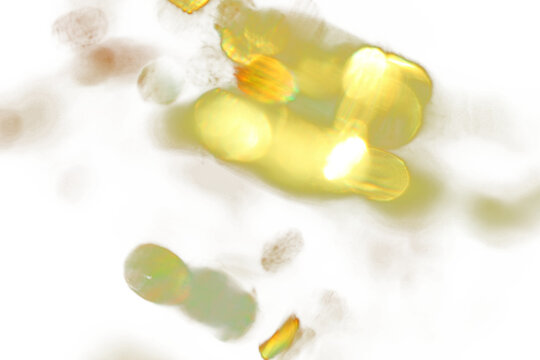 Abstract yellow light blur and bokeh on black background and transparent PNG