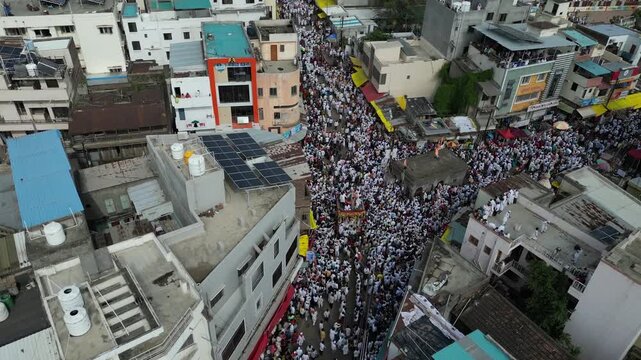 Divine Chariot: The Majestic Pandharpur Rath Yatra Aerial View