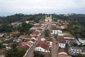 Fototapeta premium Aerial View of Saint Anthony Church and Historic Tiradentes, Brazil