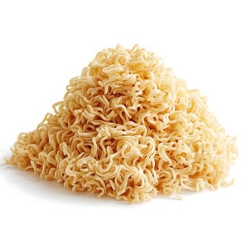 ramen noodle pile . on a white background
