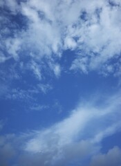 Fototapeta premium The sky was clear blue, with sparse white clouds scattered throughout