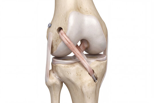Human Knee ACL Reconstruction With Tendon Graft Anatomical Illustration