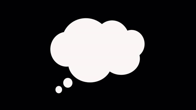 Thought Bubble Animation, Minimal White Thinking Cloud, Alpha Channel