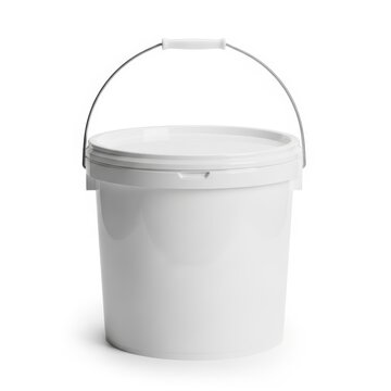White plastic bucket isolated on white background