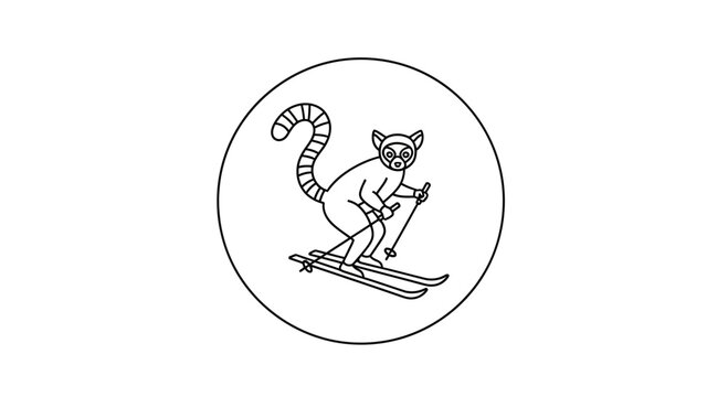 lemur skiing cartoon
