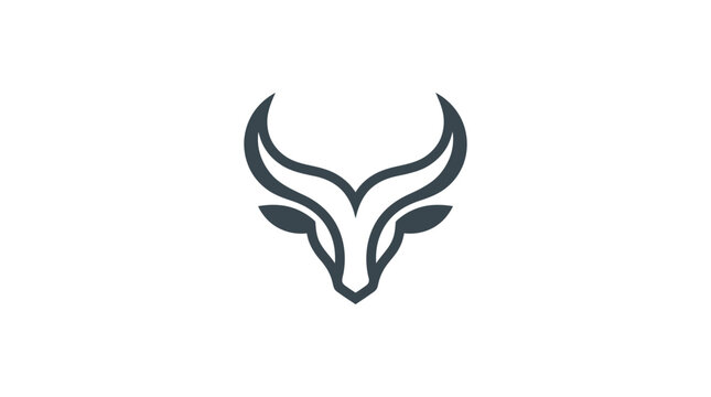 Minimalist bull or antelope head silhouette logo design.